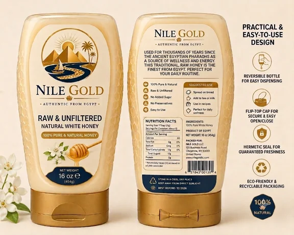 Premium Wildflower Honey by Nile Gold, 16 oz / 454 g