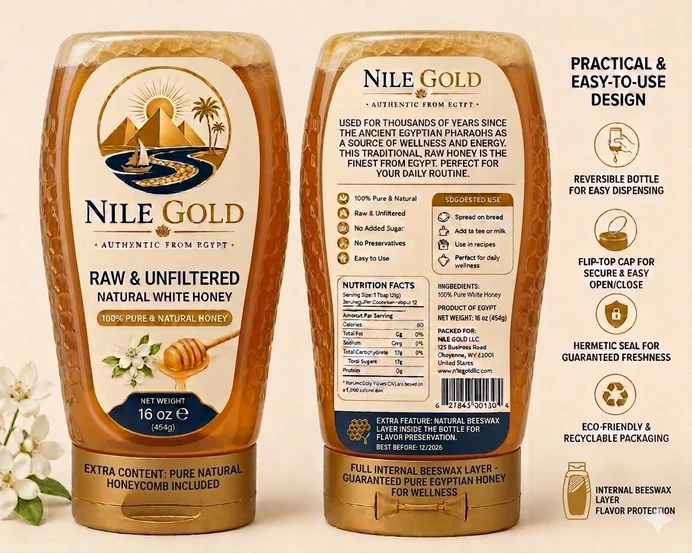 Wildflower Honey with Honeycomb by Nile Gold, 16 oz / 454 g